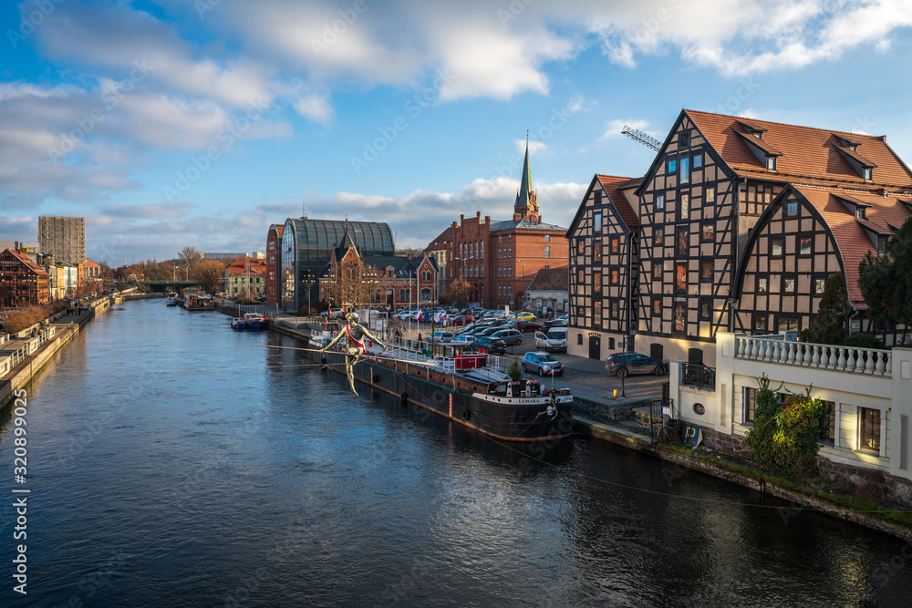 Naklejka premium Buildings and architecture of the city of Bydgoszcz in the Kuyavian-Pomeranian Voivodeship