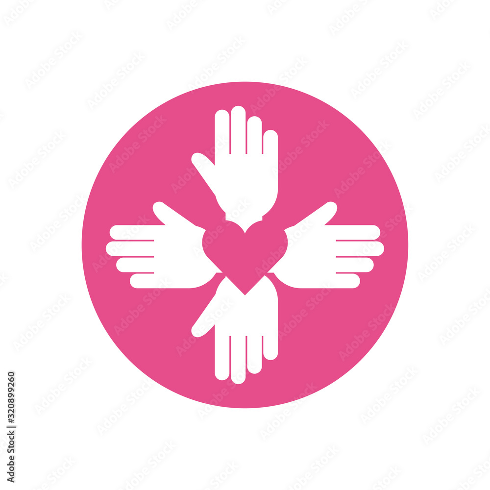 Isolated help hands inside circle vector design Isolated help hands inside circle vector design