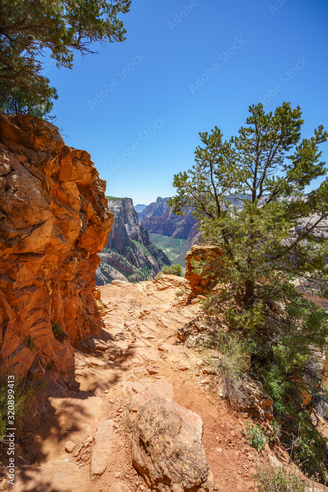 hiking the observation point trail in zion national park, usa hiking the observation point trail in zion national park, usa