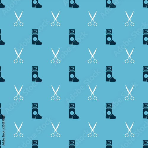 Set Shaving gel foam and Scissors hairdresser on seamless pattern. Vector
