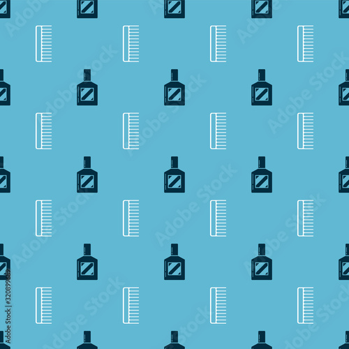 Set Aftershave and Hairbrush on seamless pattern. Vector