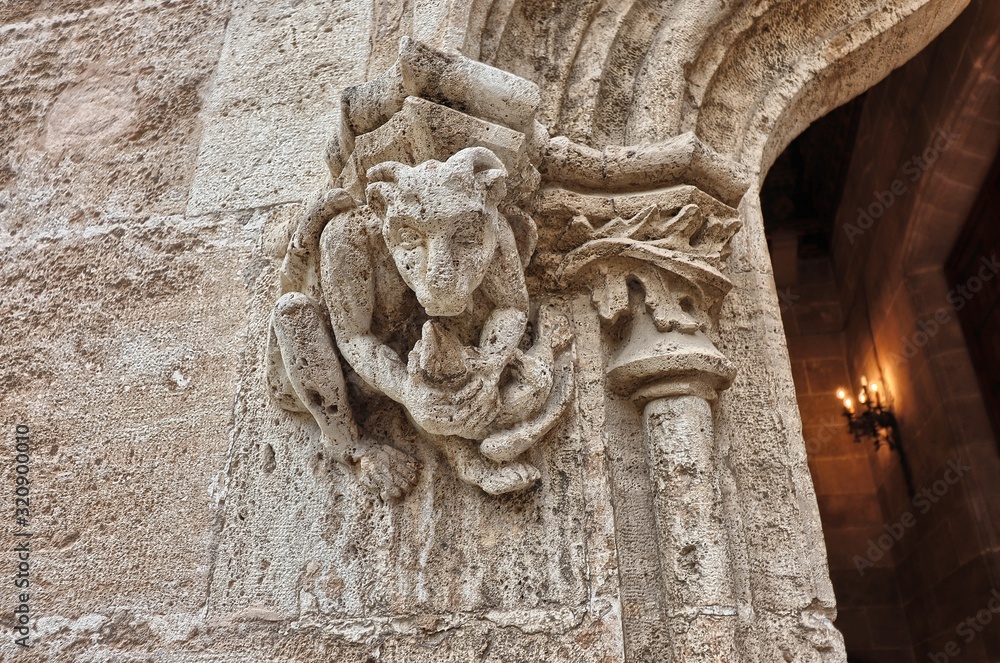 Detail of the Llotja de la Seda (Medieval Silk Exchange), a late Valencian Gothic-style civil building in Valencia, Spain Detail of the Llotja de la Seda (Medieval Silk Exchange), a late Valencian Gothic-style civil building in Valencia, Spain