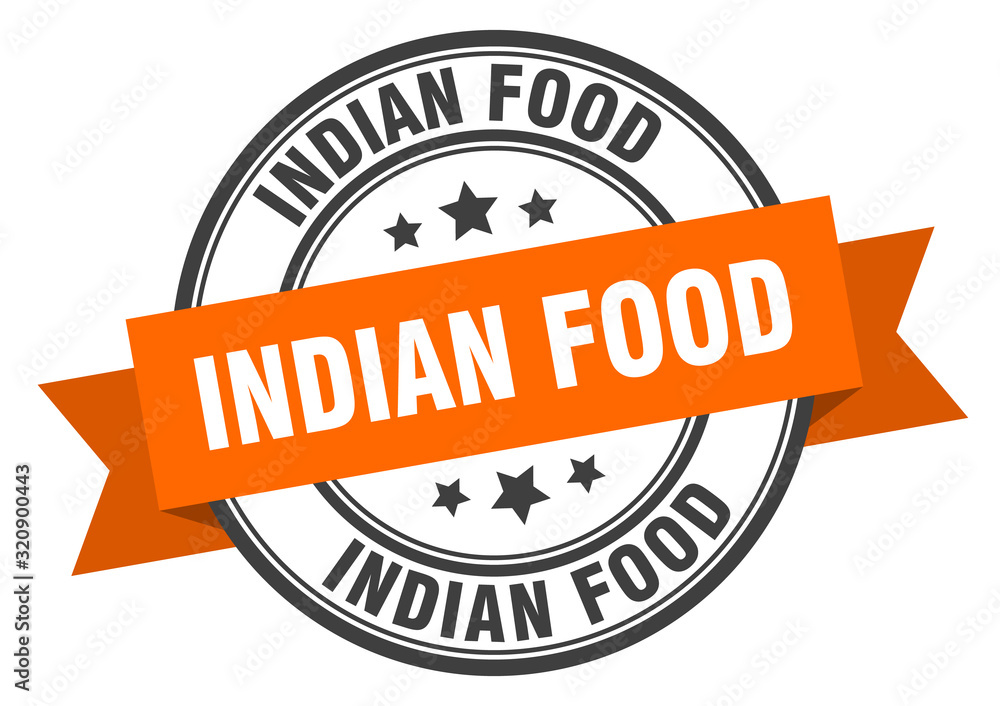 indian food label. indian foodround band sign. indian food stamp