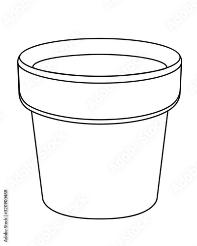 Empty flower pot - vector template. Cache-pot for indoor plants - a subject for gardening - a vector linear drawing for coloring. Outline. Hand drawing