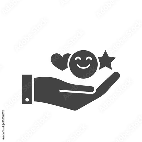 Customer review line icon. Star, heart and positive emotions smile signs. Feedback concept symbols. Evaluation of service, sticker for chat, messenger. Labels of expressions of approval. Vector