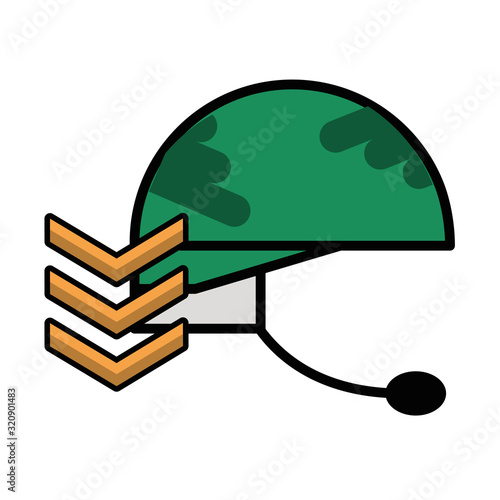 military force helmet with microphone isolated icon