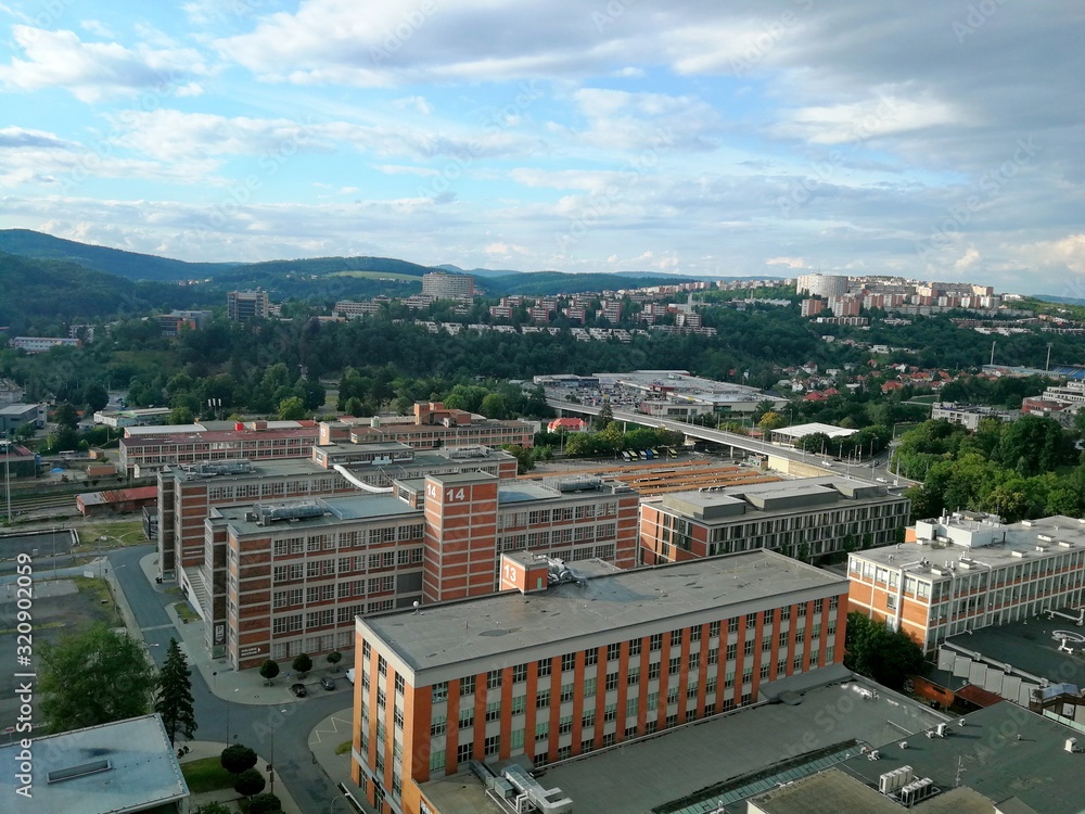 Ταπετσαρία Zlin town, view of Zlin factory Svit and housing estate Jizni svahy, view from n