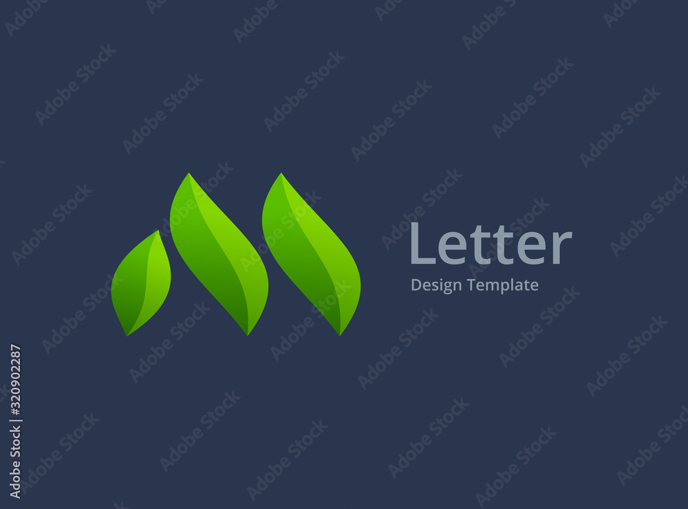 Letter M eco leaves logo icon design template elements Stock Vector ...