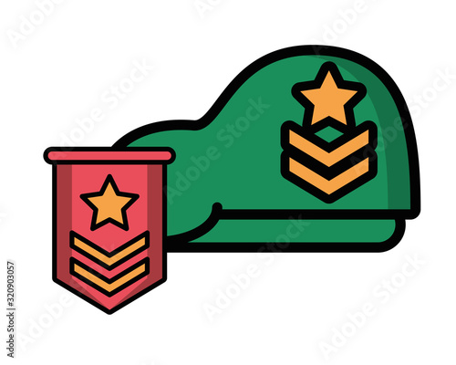 military force green beret with range medal photo