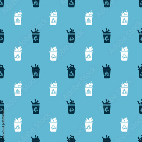 Set Recycle bin with recycle symbol and Recycle bin with recycle symbol on seamless pattern. Vector