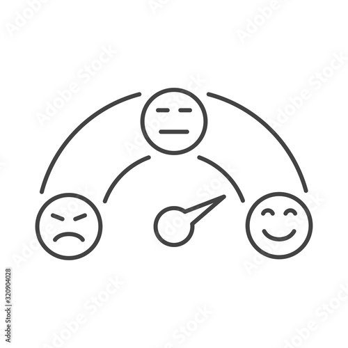 Customer feedback measurement round scale bad to great vector icon. Rating scale of customer satisfaction. The scale of emotions with smiles