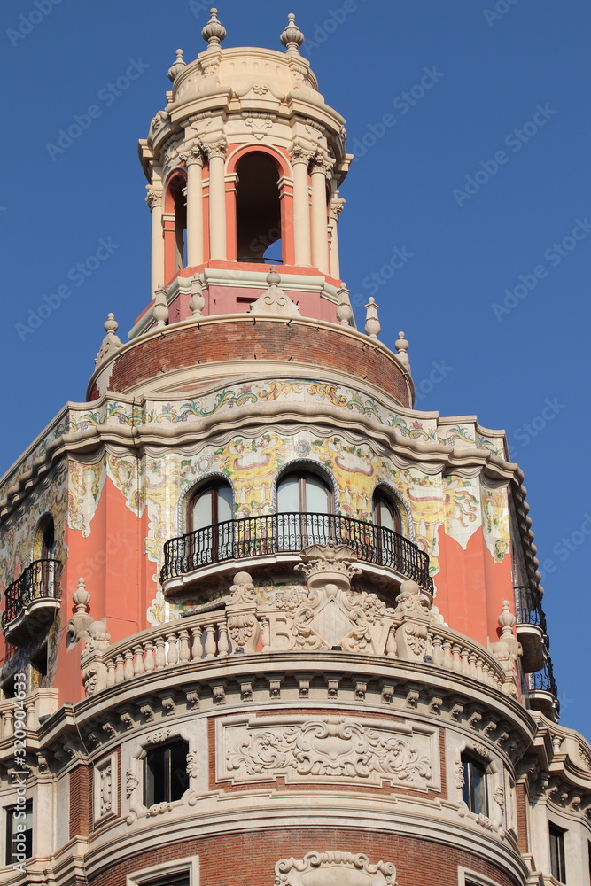 Banco de Valencia historical building in Pintor Sorolla street, Spain