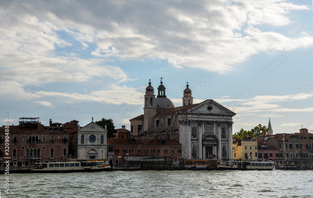View on the lagoon of Venice with church Santa Maria del Rosario dei Gesuati commonly know as Gesuati, Italy.