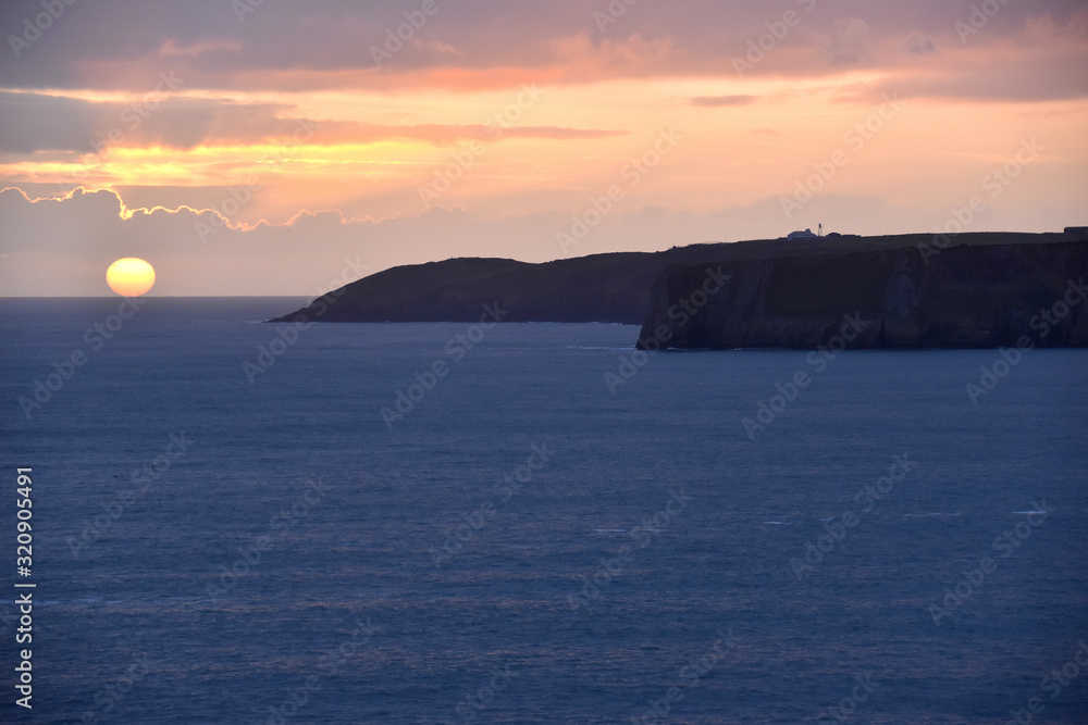 Sunset over Lydstep point near Tenby