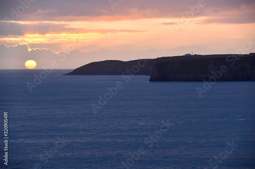Sunset over Lydstep point near Tenby