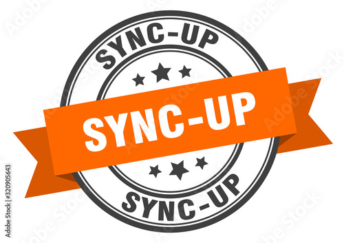 sync-up label. sync-upround band sign. sync-up stamp