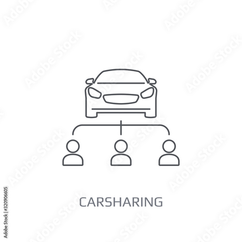 Carsharing Vector Icon On White, Linear Style
