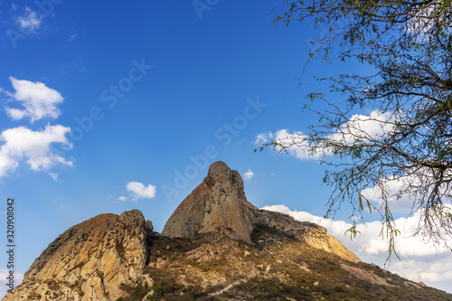 View of Peña de Bernal boulder at Queretaro