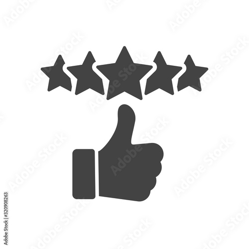 Customer review icon, quality rating, feedback, five stars line symbol on white background - editable stroke vector illustration eps10