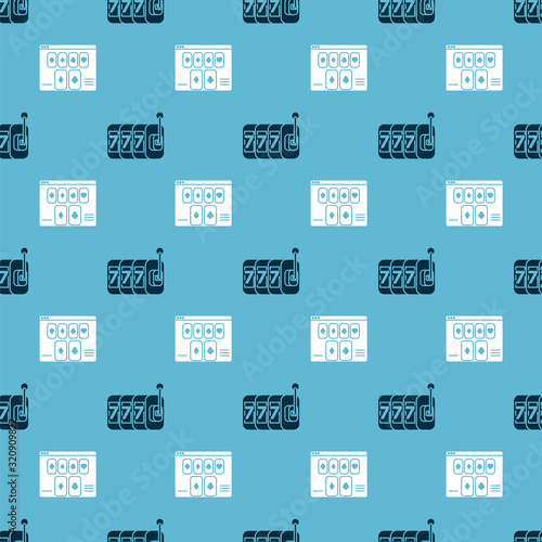 Set Slot machine with lucky sevens jackpot and Online poker table game on seamless pattern. Vector