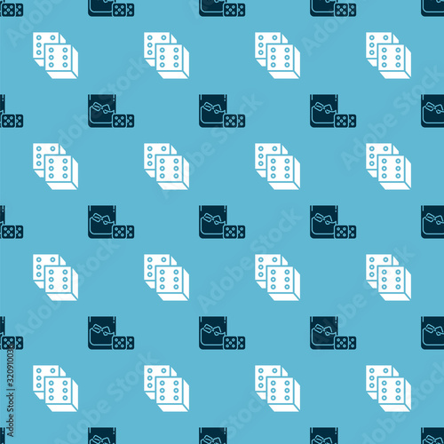 Set Game dice and glass of whiskey with ice cubes and Game dice on seamless pattern. Vector