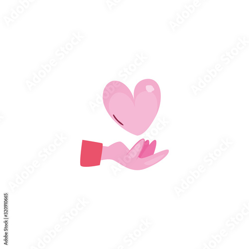 Isolated heart over hand vector design