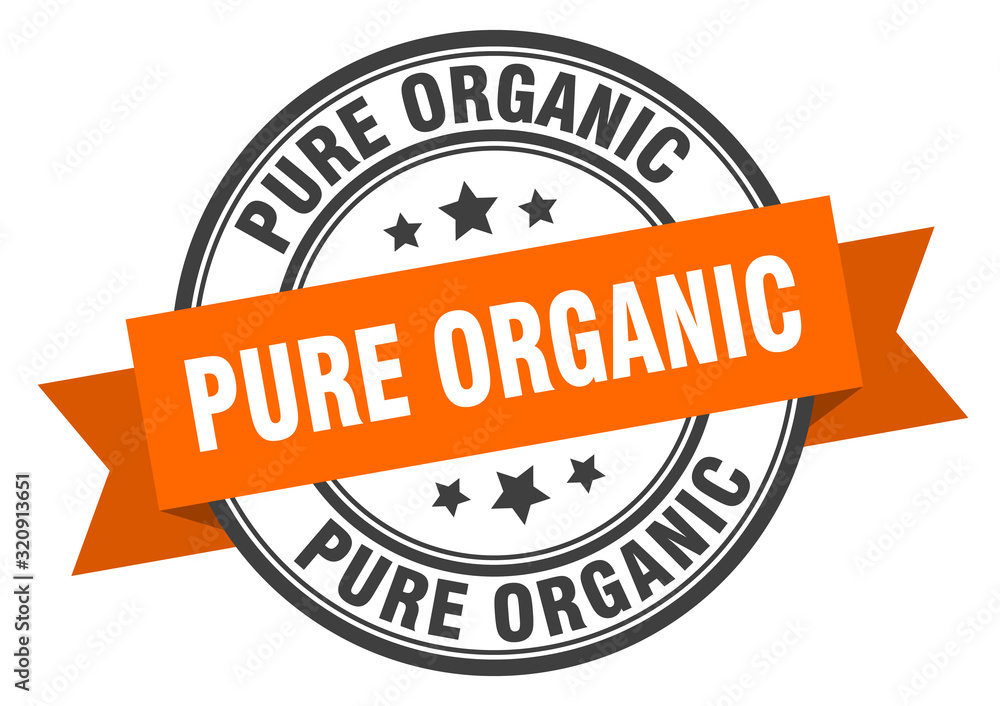 Fototapeta premium pure organic label. pure organicround band sign. pure organic stamp