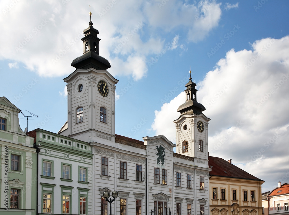 Old town hall at Large square (Velke namesti) in Hradec Kralove. Czech Republic