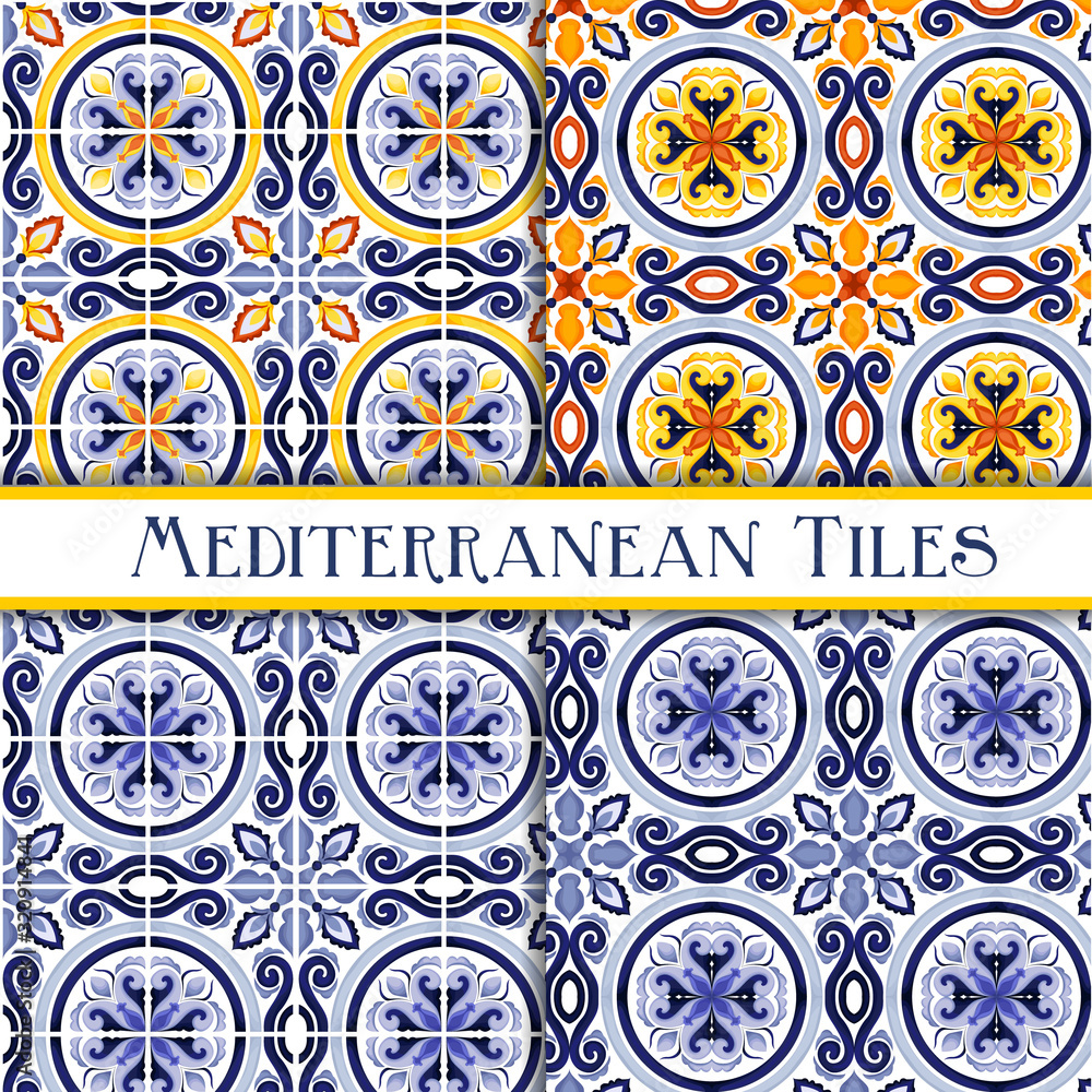 Beautiful painted sicilian traditional tiles Stock Vector | Adobe Stock