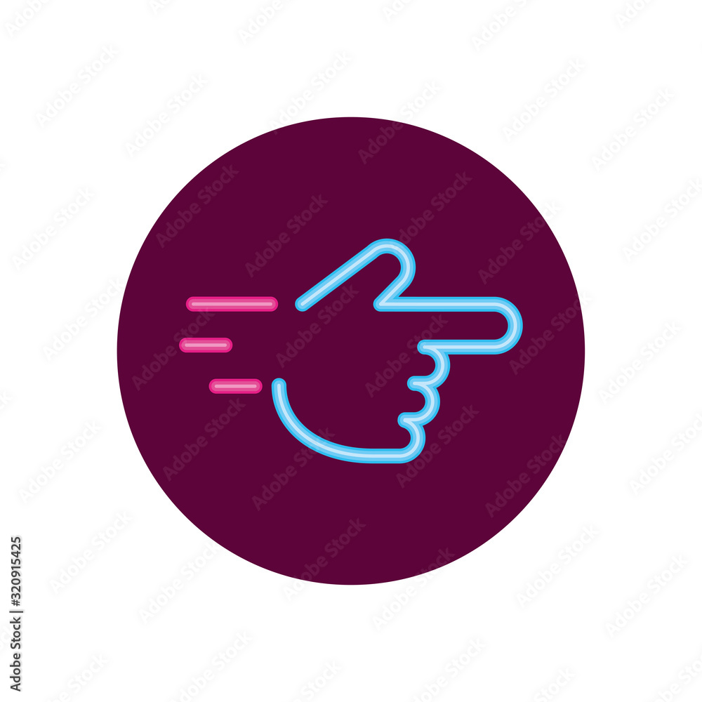 Isolated neon sign with hand vector design Isolated neon sign with hand vector design