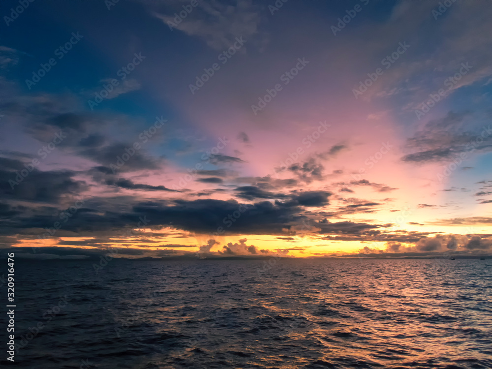 A stunning sunset sky over Malapascua Island in the Philippines