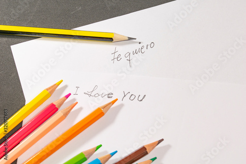 palabra escrita , te quiero , i love you