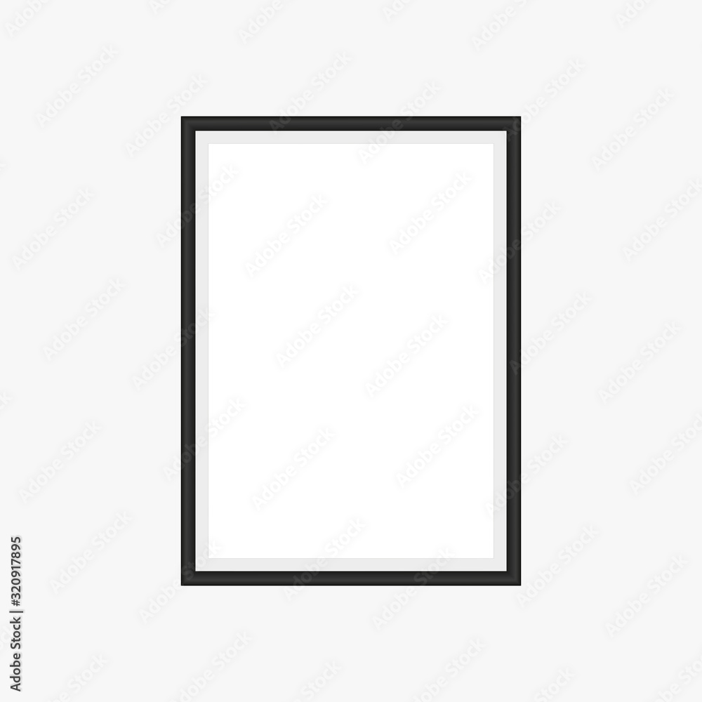 Realistic black frame isolated on grey background. Perfect for your presentations. Vector illustration. Realistic black frame isolated on grey background. Perfect for your presentations. Vector illustration.