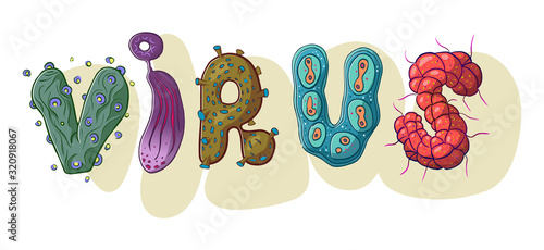 Virus word compound from cartoon virus cells