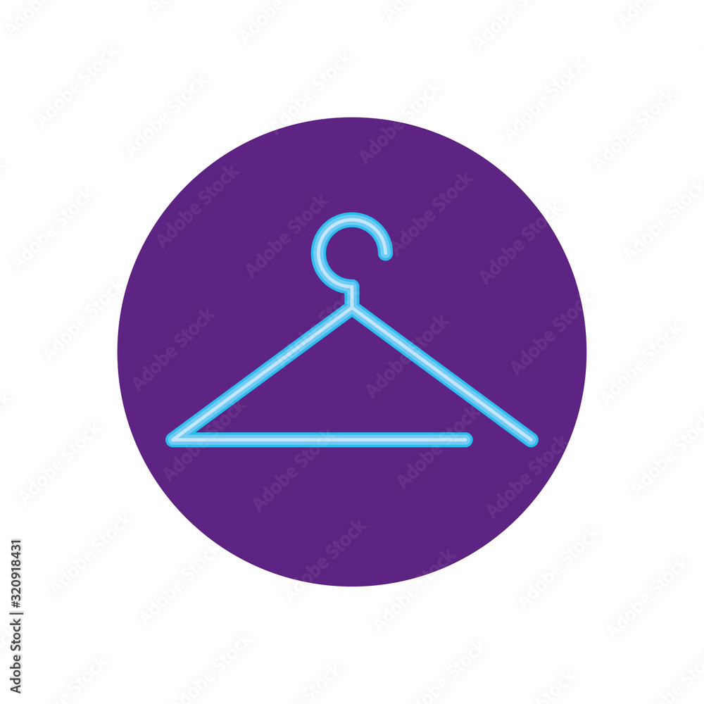 Isolated neon cloth hanger vector design Isolated neon cloth hanger vector design