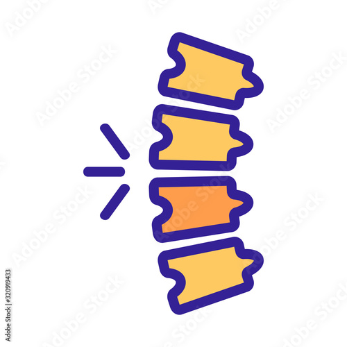 pain in the spine icon vector. A thin line sign. Isolated contour symbol illustration