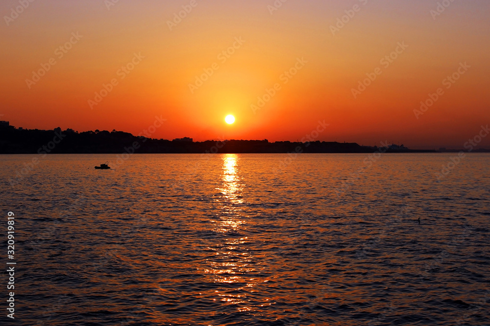 natural sunset or sunrise over the sea