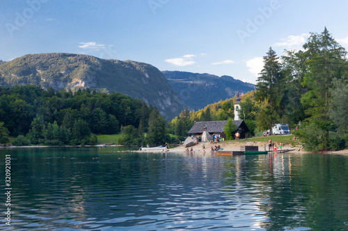 view of famous lake Bled in Slovenia