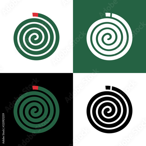 Green mosquito coil icon design, insect repellant illustration, mosquito repellent clip art