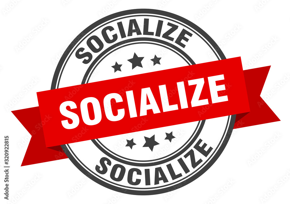 Fototapeta premium socialize label. socializeround band sign. socialize stamp