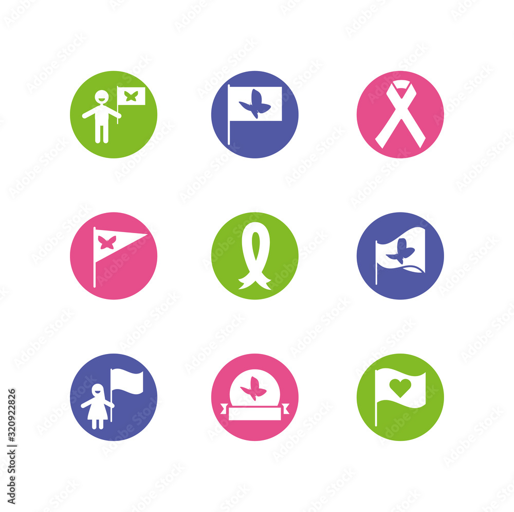 Icon set of zero discrimination day vector design