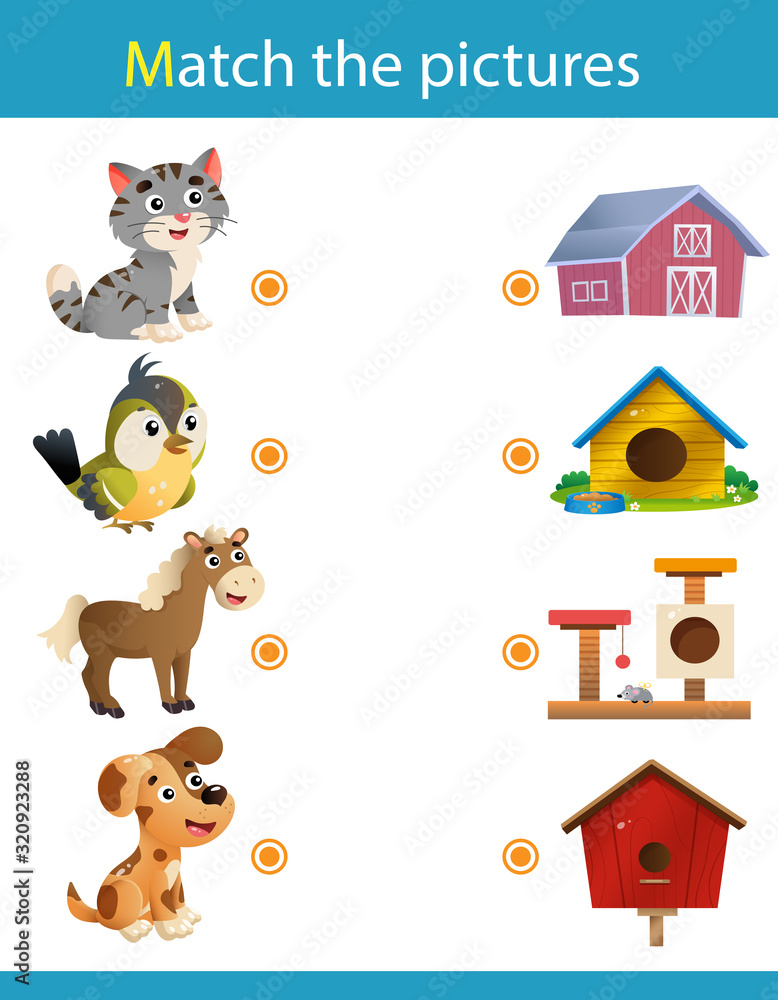 Matching game, education game for children. Puzzle for kids. Match the ...