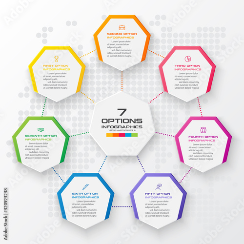 Heptagon infographic,Diagram with 7 options,Vector design element.