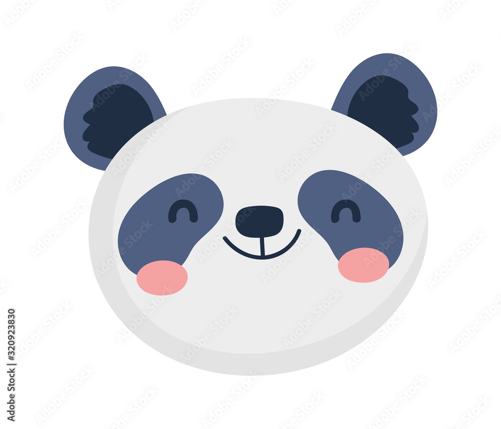 Fototapeta premium cute panda face cartoon character on white background