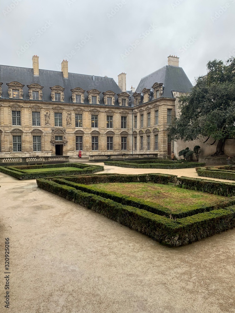Courtyard at Place des Vosgues in Paris France