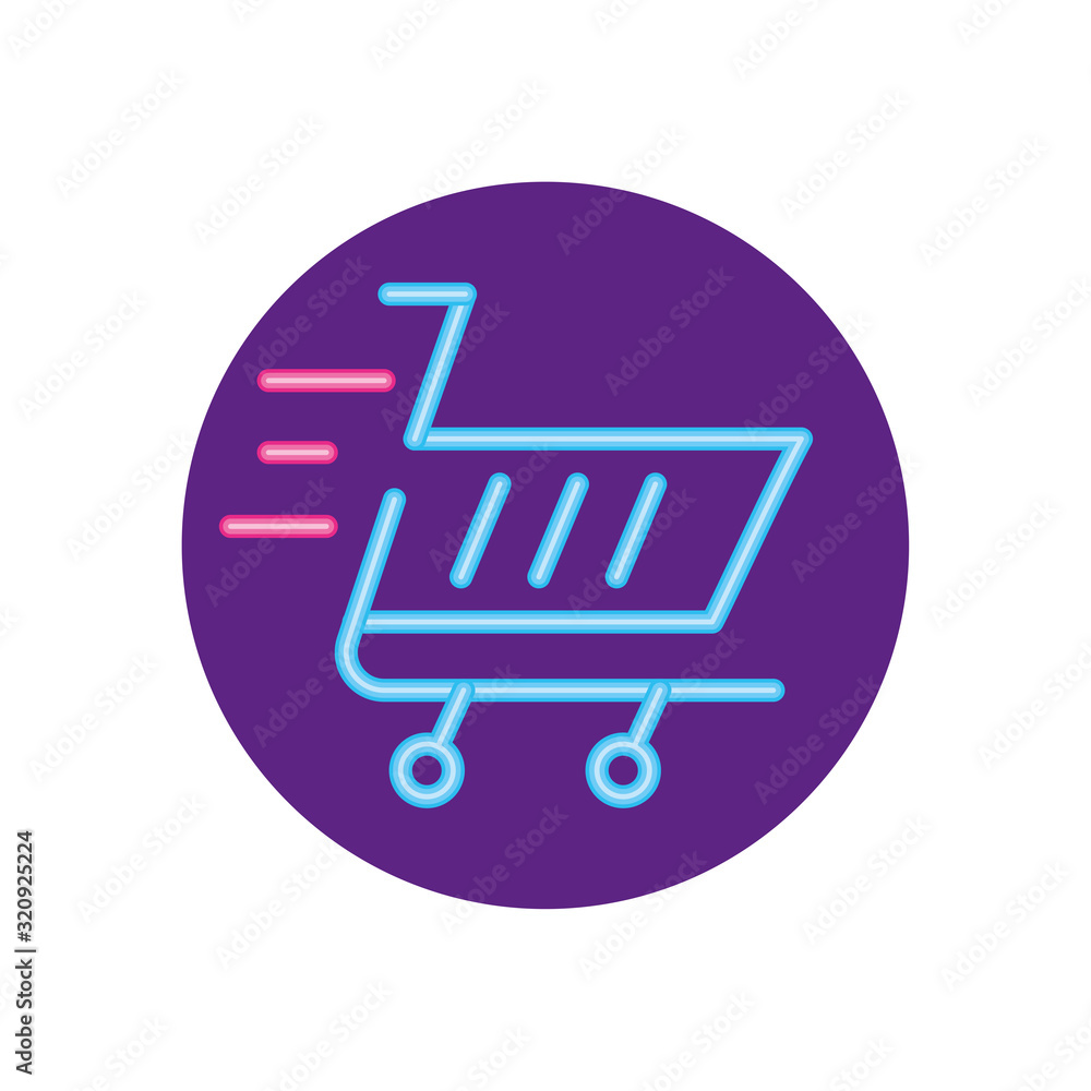 Isolated neon shopping cart vector design Isolated neon shopping cart vector design