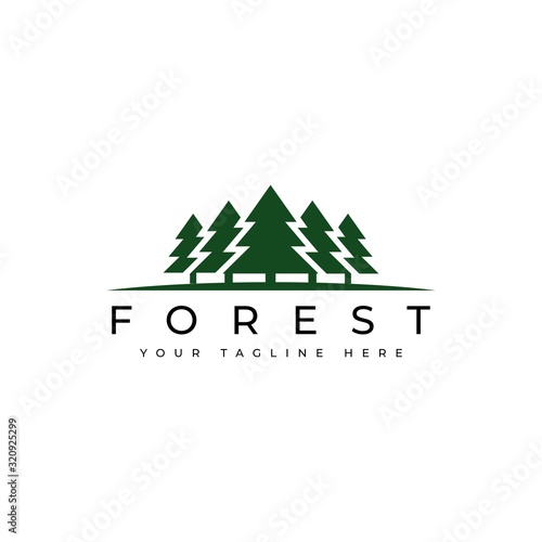 Pines forest symbol logo design vector template