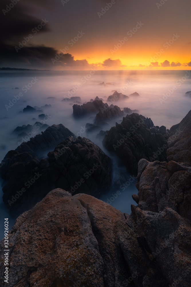 Pacific Grove beach at Monterey coast at sunset, California, United States.