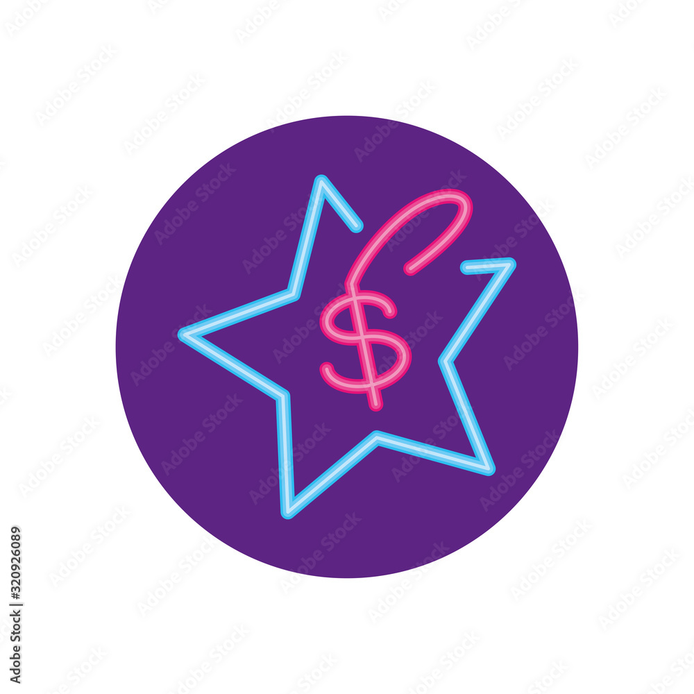 Isolated neon star label vector design Isolated neon star label vector design