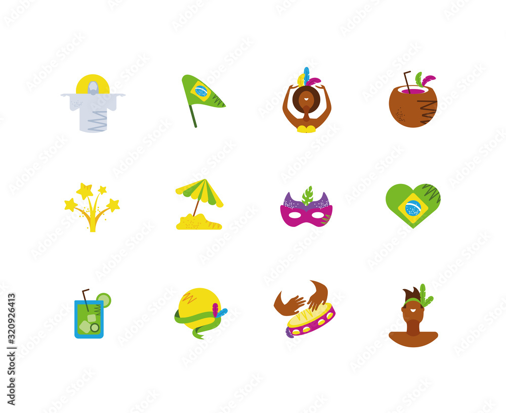 Isolated brazilian carnival icon set vector design Isolated brazilian carnival icon set vector design